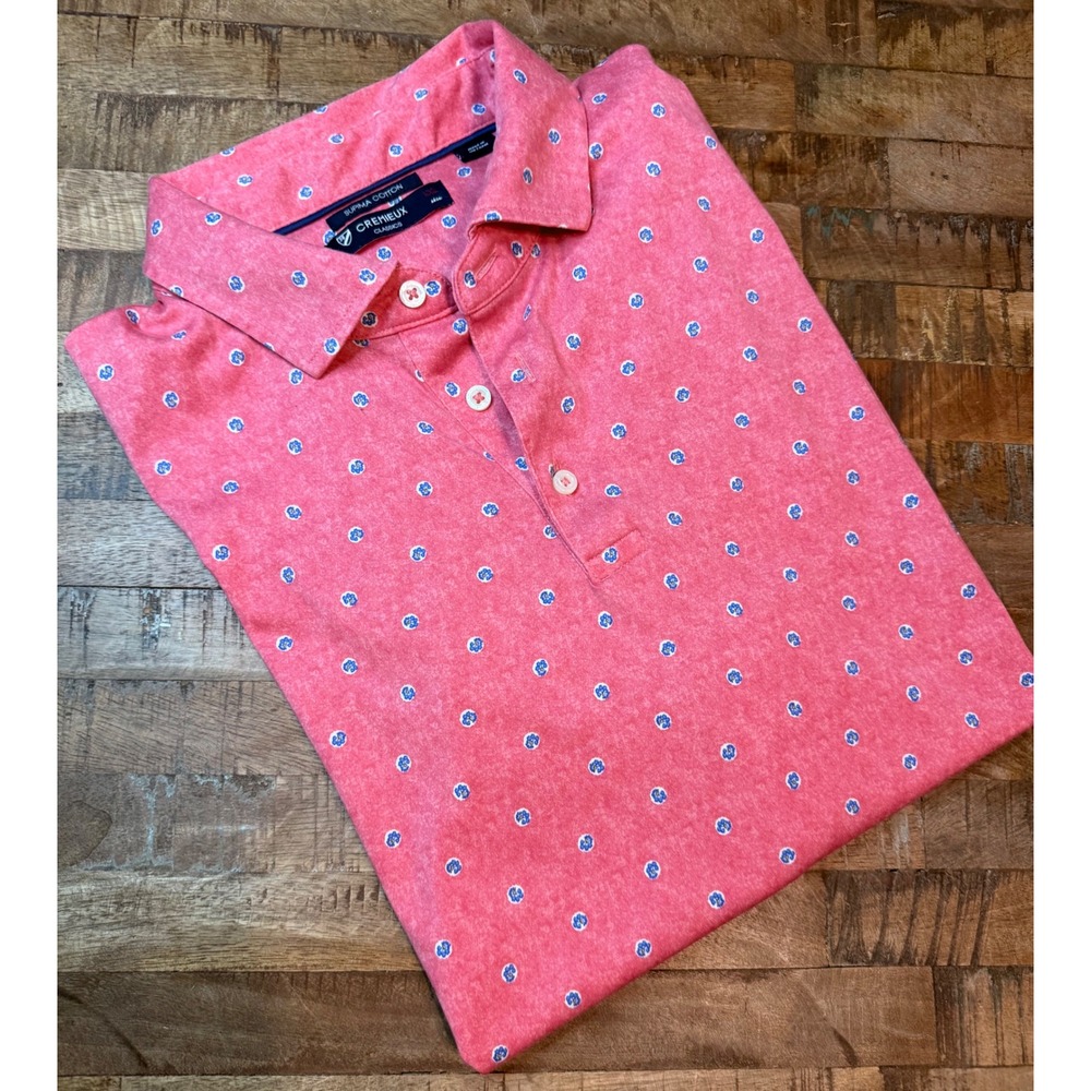 Cremieux Classics Mens XXL Pink Floral Supima Cotton Short Sleeve Polo Shirt